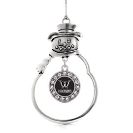 Inspired Silver - Parkinson's Disease Support - Silver Christmas Ornament - Circle Charm Christmas Tree Ornament with Cubic Zirconia - Snowman Hanging Decoration