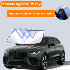 Windshield Sun Shade for Jaguar F-Pace 2016-2025 Foldable Car Front Window Sunshade Double Layer 240 T Sun Visor Protector Reflective Cover Block UV Rays & Sun Heat Keep Your Car Cooler
