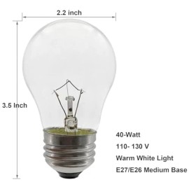 Linmifo Appliance Oven Light Bulb A15 40 Watt Light Bulb,High Heat Incandescent Bulbs...