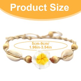 Reccisokz Rec Women's Bracelet, Shell Chain, Boho Adjustable, Anklets for Women, Shell Bracelet, Women's Bracelet, Anklets for Women, Waterproof, Gifts for Women (Yellow)