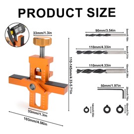 Raxfekro Cabinet Doors with Integrated Drill, Cabinet Doors Quick Assembly Device, Cabinet Door Installation Positioner, Drilling Template, Drilling Aid, Drill Countersink