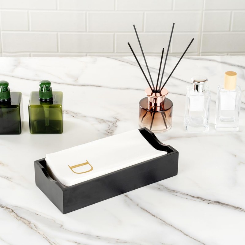 Luxenap Rectangle Gold Letter D White Paper Napkin - Air