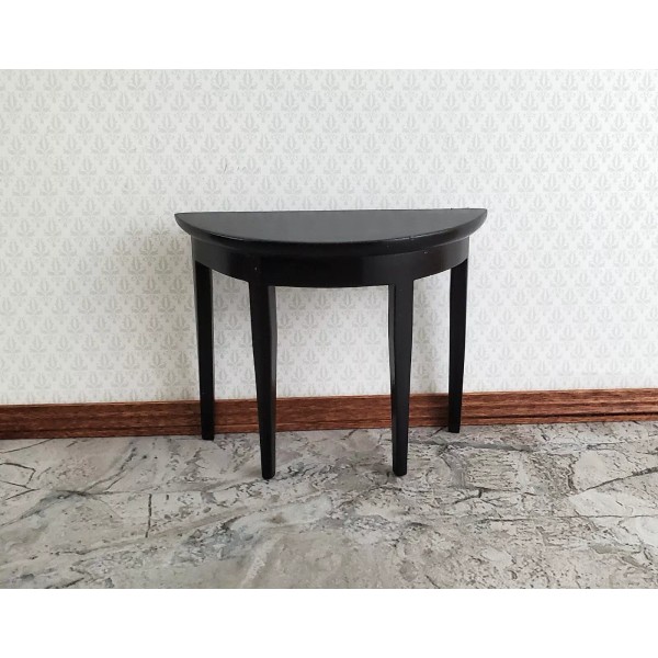 Handley Dollhouse Half Round Hall Table Black Finish 1:12 Scale