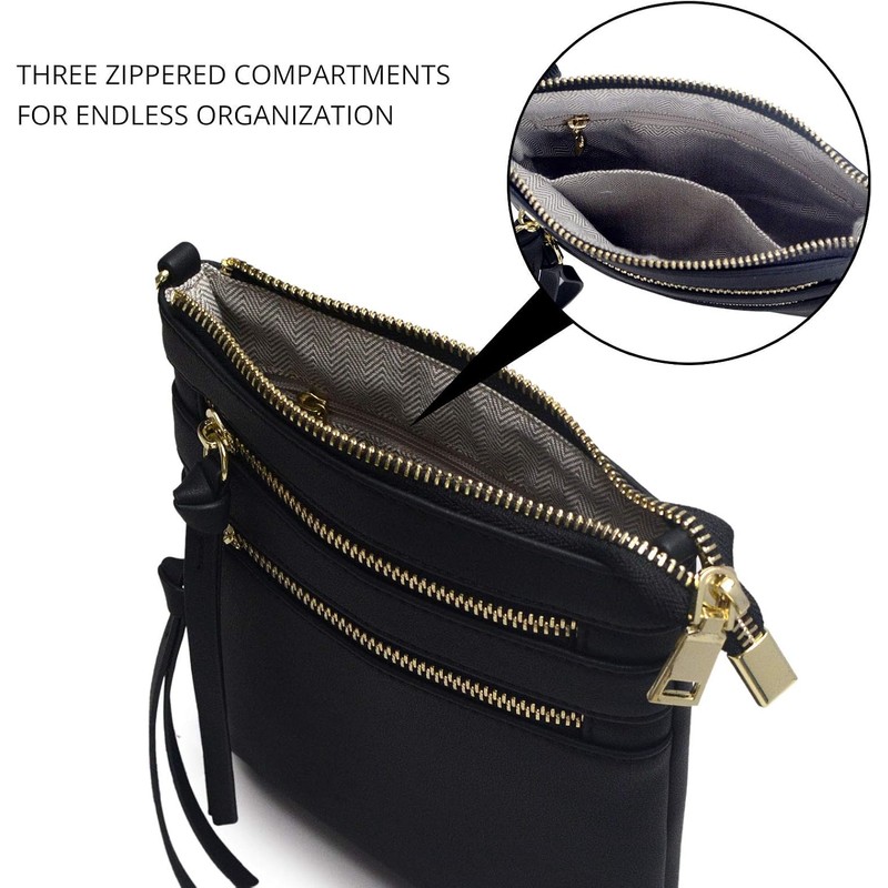 Bveyzi Women's Small Crossbody Purse Multi-Pocket Lightweight Crossover Travel Bag