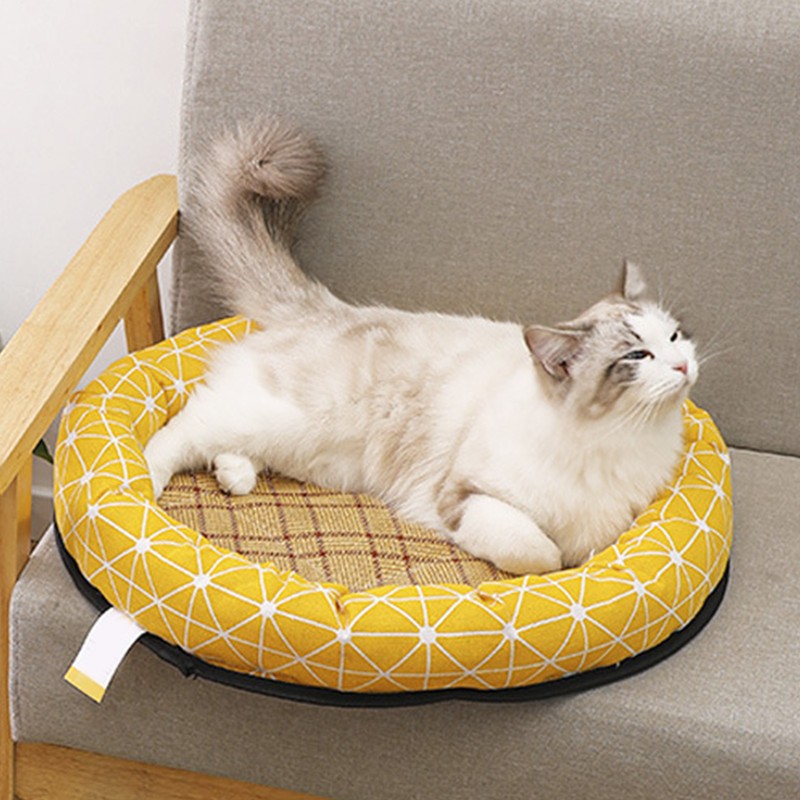 Round Pet Cooling Bed Cartoon Printing Pet Sleeping Bed Summer