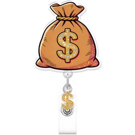 Cute Money Bag Badge Reel for ID Card, Funny Dollar Bag Retractable Nurse Alligator Clip Badge Reel for Women, ID Name Tag Badge Holder for Office School Doctors Teachers