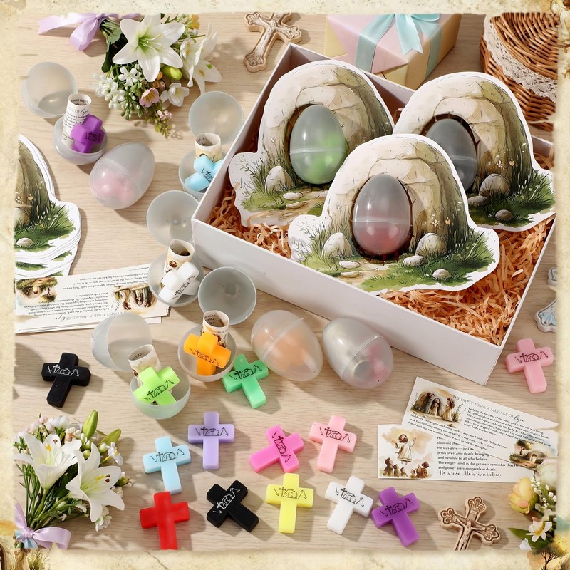 12 Sets Christian Easter Basket Stuffers Resurrection Bulk Easter Eggs
