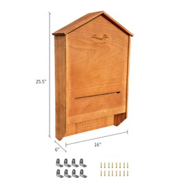 Ciiktopia Large 3 Chamber Wooden Bat House for Hanging and Pole, Ideal for Outdoor Bat Houses and Bat Boxes, Easy Install Hardware Included (Brown)