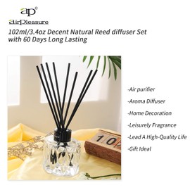 ap airpleasure Reed Diffuser Set, Home Fragrance & Decorative Diffuser, Dried Flower Aromatherapy Oil Set, Oil Diffuser Sticks, 102ml 3.45 OZ for Office, Homes (Shangrila)