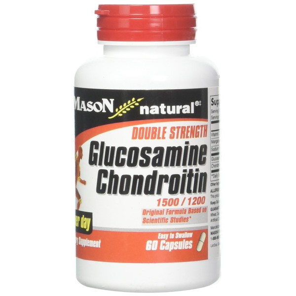 MASON NATURAL Glucosamine Chondroitin 1500/1200 3 Per Day with Vitamin C - Supports Joint Health, Improved Flexibility and Mobility*, 60 Capsules
