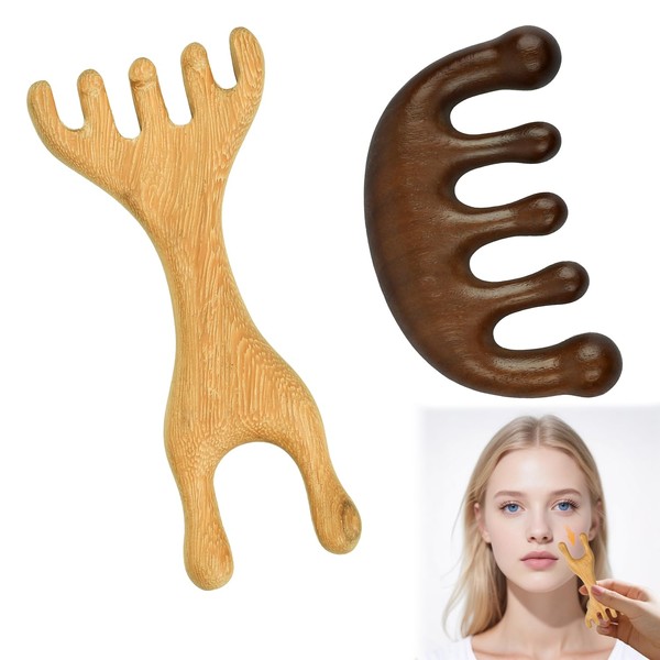 2 Stück Massagekamm aus natürlichem Holz Kopfhaut Massage und Entspannung