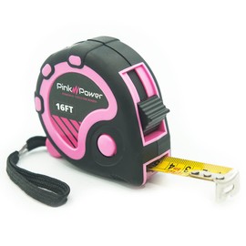 PINK POWER Pink Power Cinta mtrica,25 pies,para mujer con hoja retrctil y botón de bloqueo Cinta mtrica para niñas para herramientas rosas Cinta