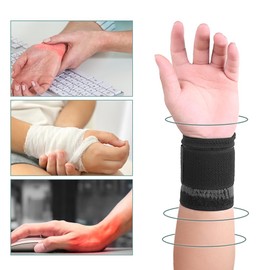 Wrist Strap Compression Wrist Strap Fitness Weightlifting Sprain Tendonitis Carpal Tunnel Joint Adjustable Wrist Strap 2 Pack (L, Black)