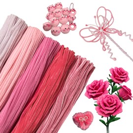 Limpiadores de pipa para manualidades, 500 unidades, 5 colores, color rosa pastel, 30 cm, limpiar pipas para Manualidades de alambre difuso de chenilla para manualidades, proyectos creativos y