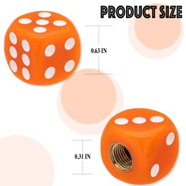 MEAJOO 4PCS Dice Tire Valve Stem Caps, Waterproof Airtight Car Wheel Tire Air Caps Universal Tire Valve Stem Covers for Cars, SUV, Trucks, Bikes, Motorcycles, Bicycles(Orange)