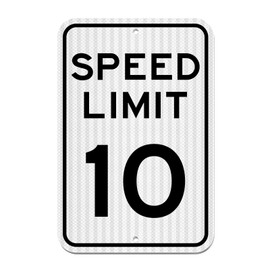 Speed ​​Limit Sign 10 MPH, Slow Down Traffic Sign, 12" x 18", Reflective 40Mil Aluminum Sign, Outdoor Easy to Install Non-Fade and Rust-Resistant, Suitable for Streets or Schools