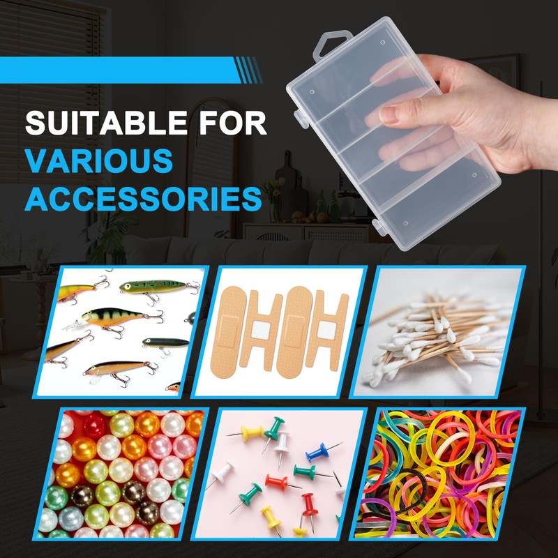 SBYURE 2 Pack 5 Grid Clear Plastic Fishing Tackle Storage