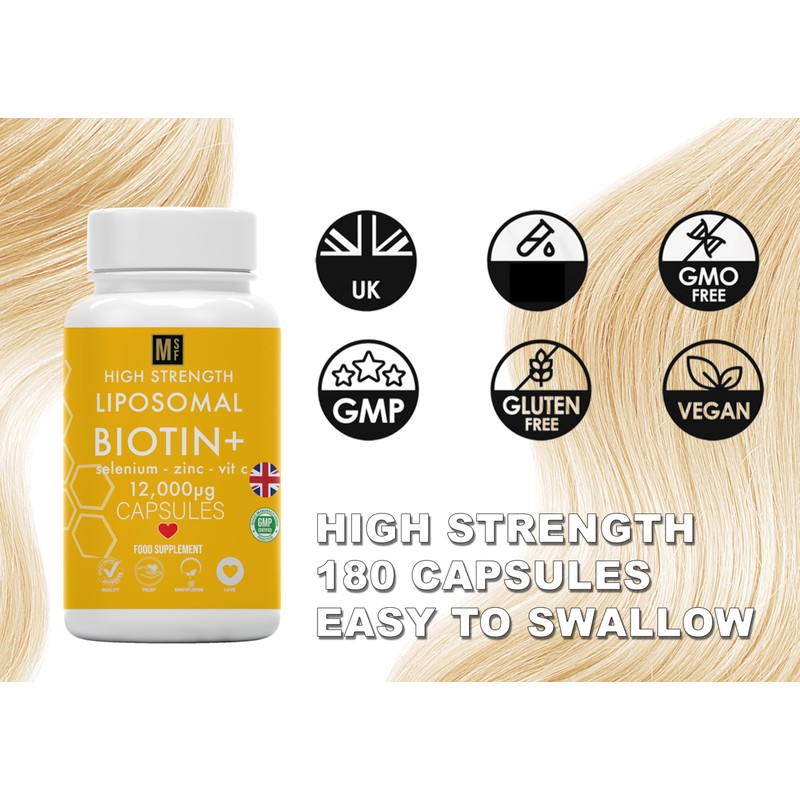 Biotin Hair Growth Vitamins 12,000mcg | 180 High Strength Biotin