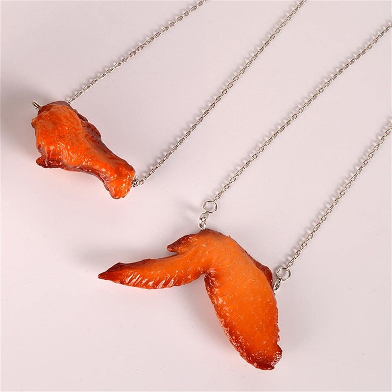 Simulation Fried Chicken Pendant Necklace Resin Barbecue Chicken Legs Wings