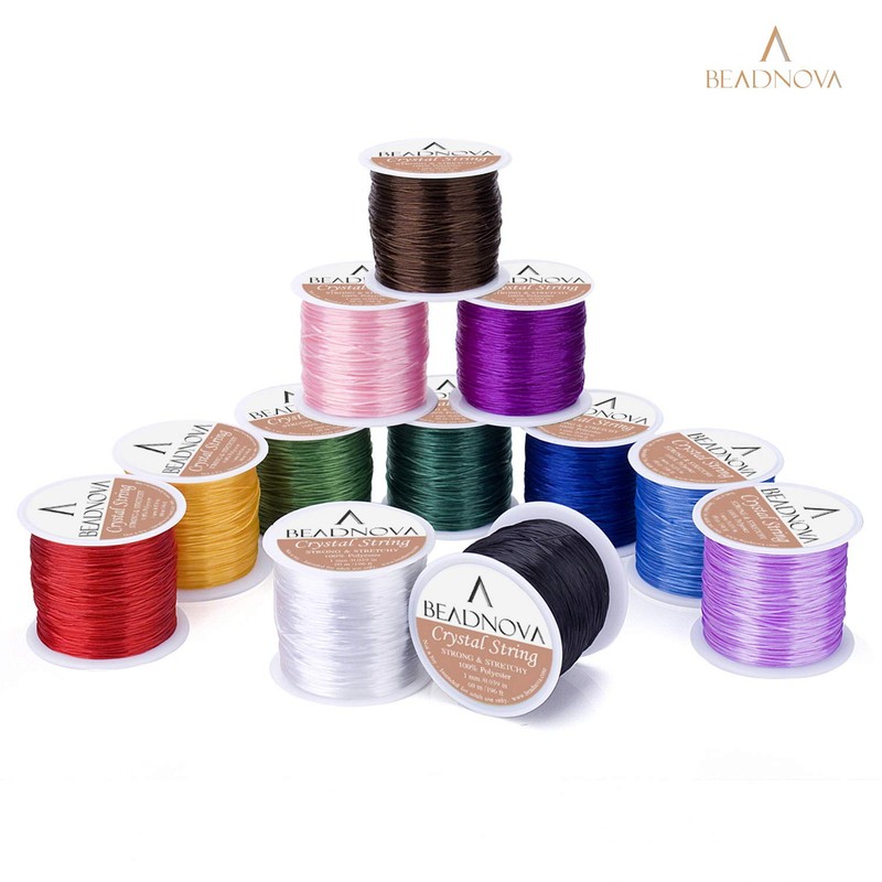 BEADNOVA 1mm Elastic Stretch Crystal String Cord for Jewelry Making