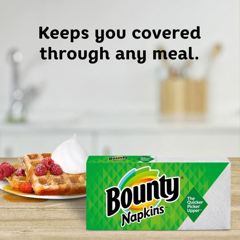 Bounty Paper Napkins, White or Printed, 200 Count, Pack of