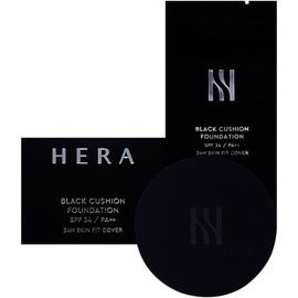 Hera Black Cushion (15g) + Refill (15g) - A compact cushion foundation with excellent coverage. / 헤라 블랙 쿠션 본품 15g+리필 15g 커버력좋은팩트 쿠션파운데이션