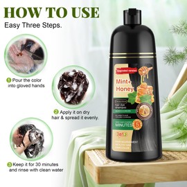 Chestnut Brown Hair Dye Shampoo 3 in 1 for Women & Men 100% Gray Hair Coverage - Herbal Ingredients Natural Plant Hair Color - Hair Dye in Minutes 17.6 Fl Oz