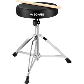 Donner Drum Throne Set, Padded Seat Height Adjustable Drum Stools, 5A Drumsticks Included, Multiple Iterations, Trusted Choice for Drummers