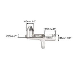 uxcell Shelf Support Peg,5mm L-Shaped Support, Furniture Cabinet Shelf,Bracket Pegs with Pin,for Kitchen Furniture Book Shelves Supplies,Silver Tone 80pcs