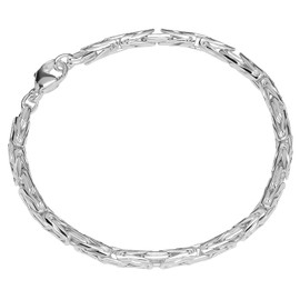 NKlaus 12391 Men's and Women's 925-19 cm Sterling Byzantine Chain Pressed Bracelet Oval Genuine Sterling Silver Unisex 3.82 mm Wide, Sterling Silver