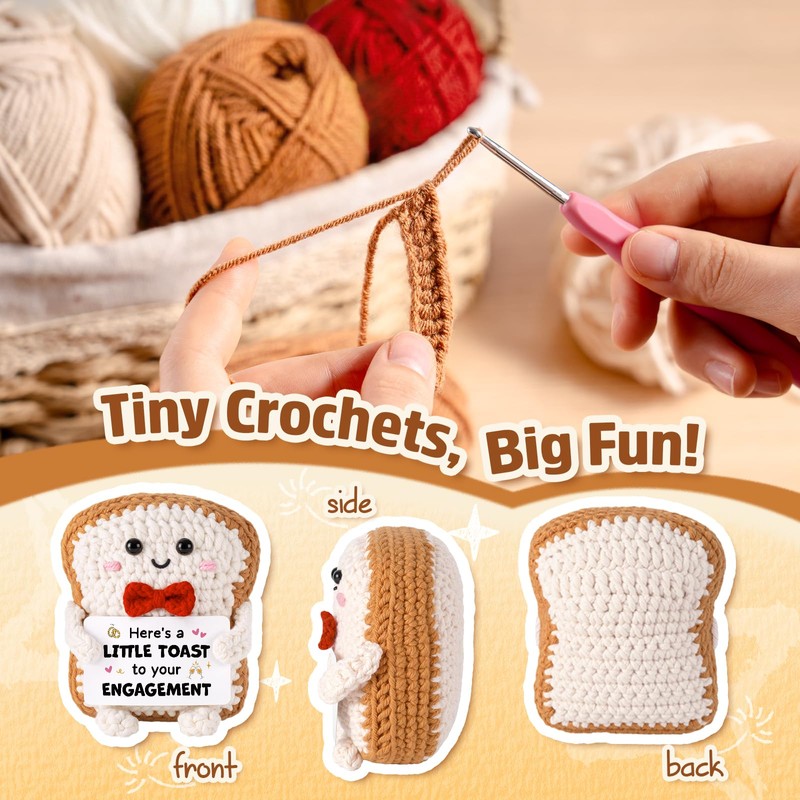 Engagement Gifts for Couple, Crochet Toast with Funny Engagement Card