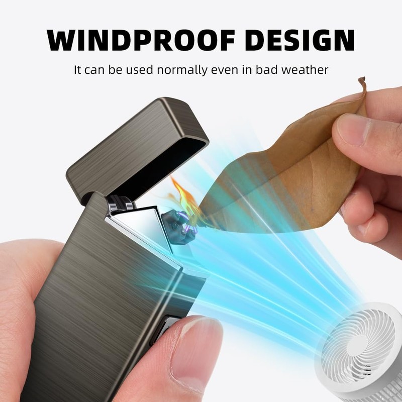 LcFun Electric USB Rechargeable Lighter Windproof Flamesless Plasma Dual Arc