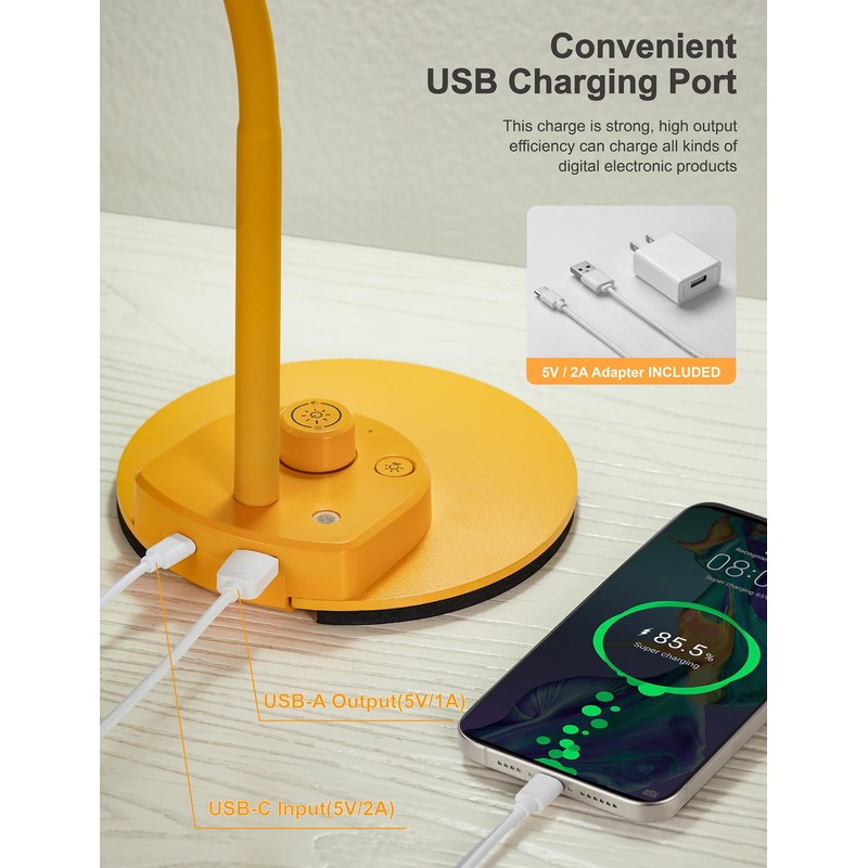 BOHON LED Desk Lamp with USB Charging Port, 3 Color