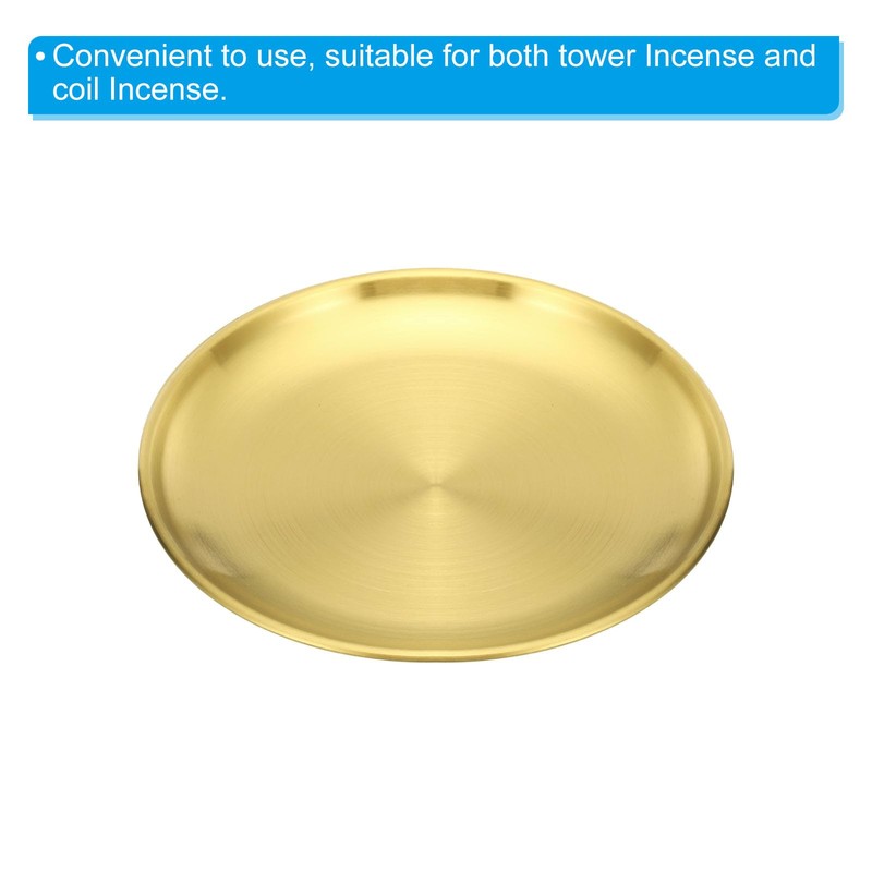 PATIKIL 5.5"Dia.Incense Burner Plate 2Pcs Coil Incense Holder Gold Tone