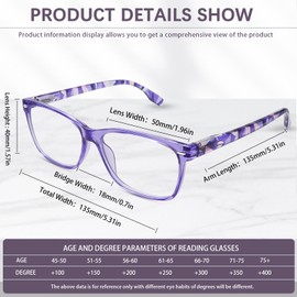 CLASAGA Progressive Multifocus Reading Glasses for Women, Pattern Print Blue Light Block Stylish Ladies Computer Readers(pattern design-3, 1.0, x)