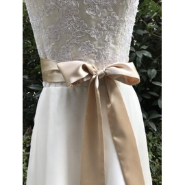 Cinturón de satén para novia de boda, vestido de dama de honor, cinturón de 5 cm de ancho, doble cara, Champán, M