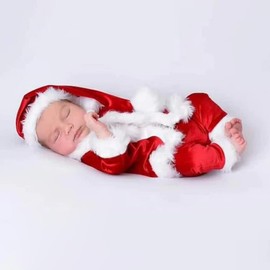 Christmas Newborn Baby Photo Shoot Props Outfits Crochet Clothes Santa Claus Red Hat Pants Photography Props (big red)