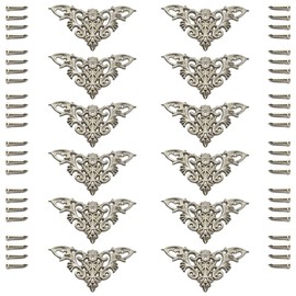 Aifeier ET Furniture Decorative Edge Cover Antique Metal Carved Corner Protector for Jewelry Box,Album,Book,Cabinet,Desk etc. 12pcs Silver