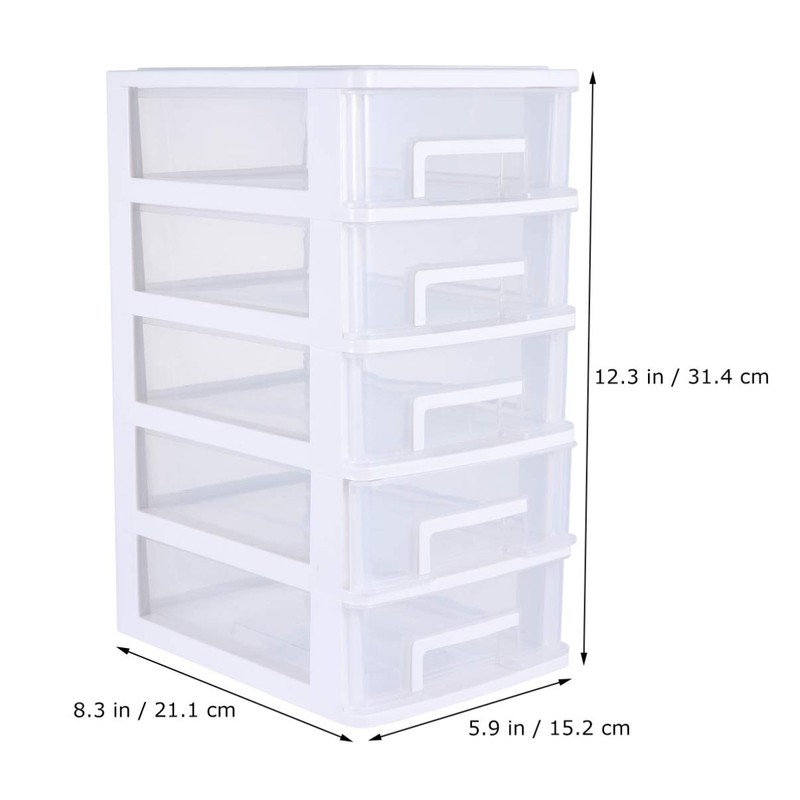 Healeved 5 Drawer Desktop Storage Organizer Clear Small Drawer Desktop