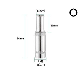 TOP-VIGOR 2 x 3/8-Zoll-Antrieb, 8 mm, 6-Kant-Tief-Stecknuss, metrisch, Cr-V-Antrieb, für Autoreparatur und Haushalt, 2 Stück