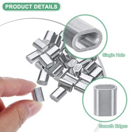 M METERXITY 50-Pack Aluminum Crimping Loop Sleeves, 3mm 1/8" Single Round Barrel Wire Rope Sleeves Cable Ferrule for Wire Rope/Cables Crimping Loop Sleeve