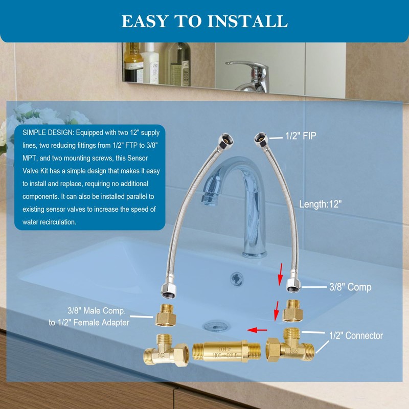 WP596816 Sensor Valve Kit for Instant Hot Water Recirculating Pump