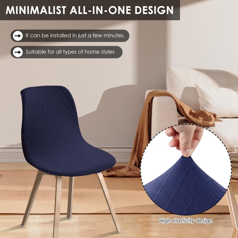 4PCS Dining Room Chair Covers, Minimalist Shell Chair Slipcovers, Elastic