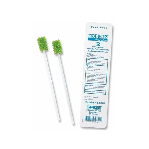 SAGE Toothette Plus Swab with Alcohol-free Mouthwash Pack of 2