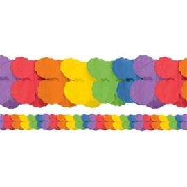 Rainbow Pride Coloured Flower Shaped Paper Garland Decoration, 3.7 Metres, Festival, Carnival, Party Decoration