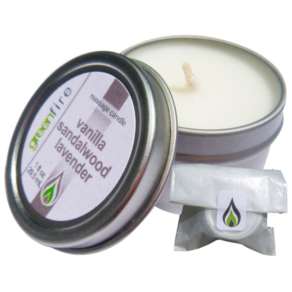 Greenfire Sandalwood Lavender Vanilla blend All Natural Massage Candle (size 1 fluid ounce)