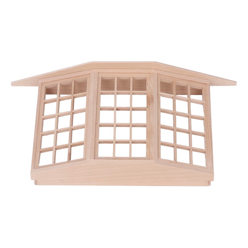 1/12 Dollhouse Bay Window Exquisite Miniature Wooden 45 Degree Corner