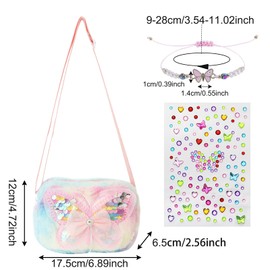 BSITSSS Girls Cross Body Bag Rainbow Butterfly Crossbody Bags Purse Little Girls Handbag Kids Handbags for Girls Children Toddler Teens (17.5x6.5x12cm)