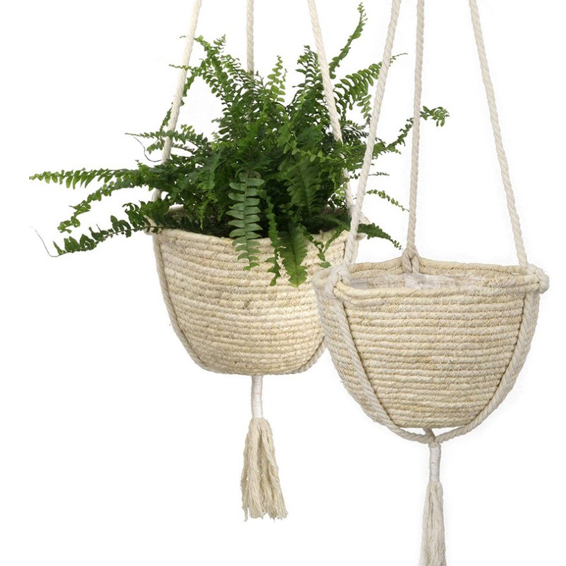 Natural Hanging Seagrass Plant Baskets Dural Layer Flower Planting Basket