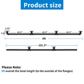 PNBO Industrial Staircase Railing, 9FT Galvanized Pipe Handrail with Wall Mount Support